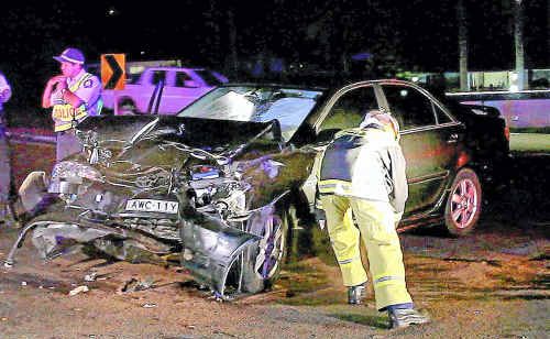 The driver of this car was admitted to hospital with chest injuries following an accident at the intersection of Hurley Drive and the Pacific Highway. The driver of this car was admitted to hospital with chest injuries following an accident at the intersection of Hurley Drive and the Pacific Highway.